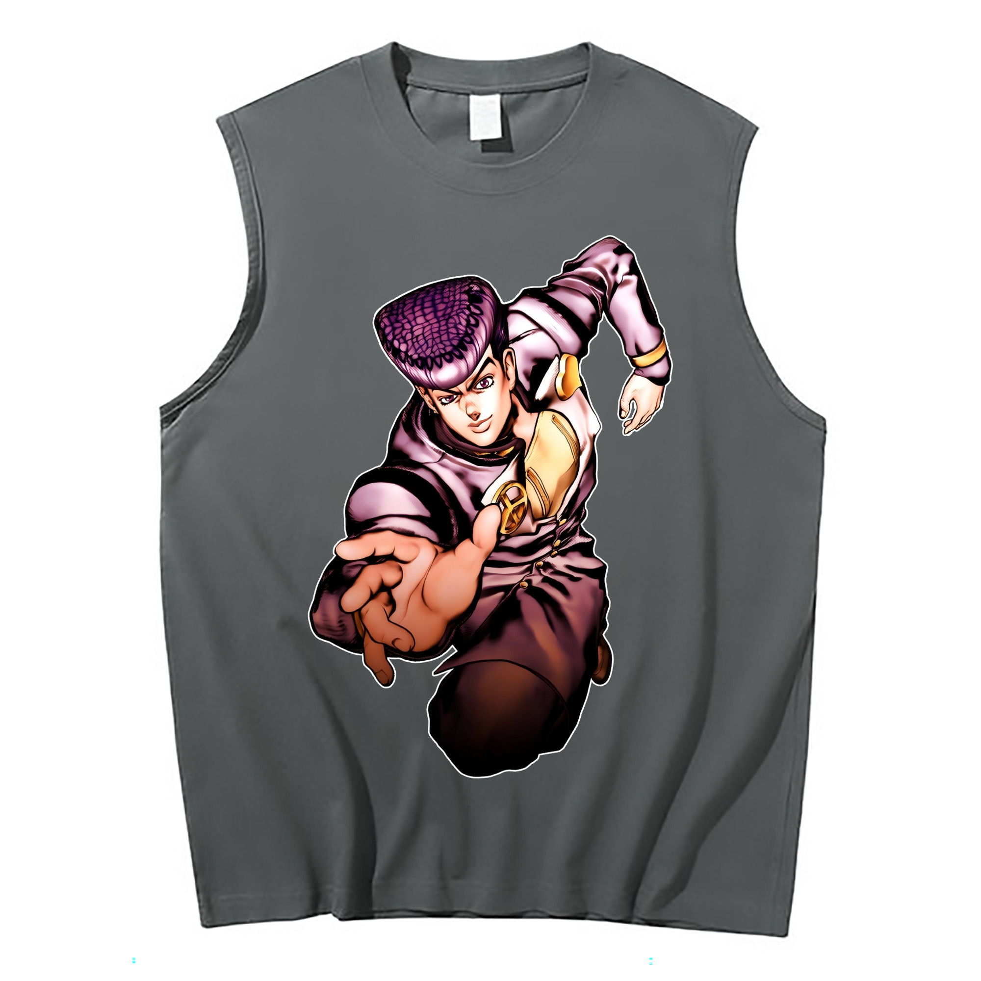 （画像用） ジョジョの奇妙な冒険 ひがしかた じょうすけ JoJo's Bizarre Adventure Higashikata Josuke コットン100％タンクトップ（フロントプリント）